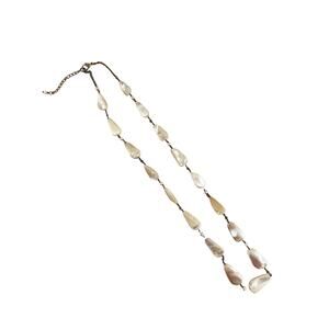 Vintage Mother of Pearl Beaded Necklace Adjustable Length